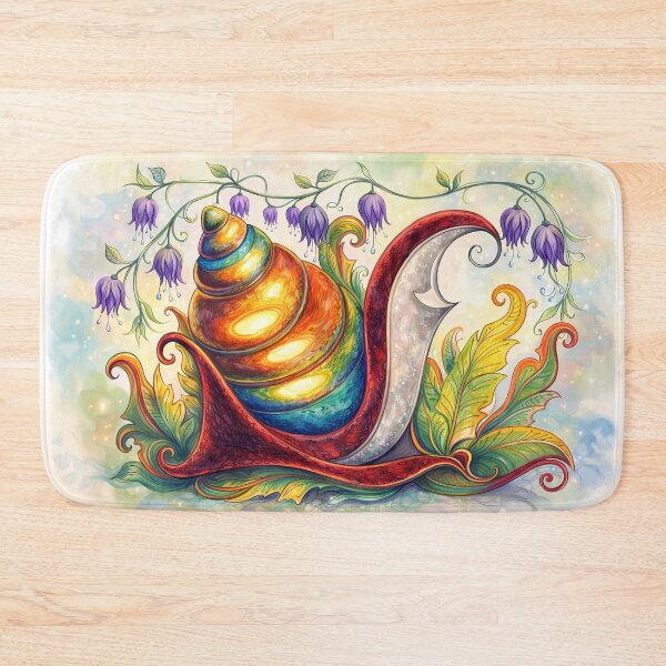 Item preview, Colorful Snail with Bell Flowers designed and sold by cuprum.