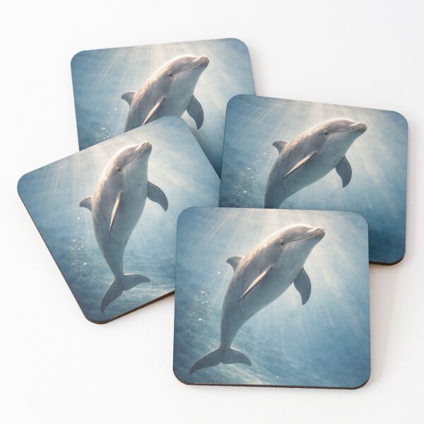 Item preview, Dolphin Swimming in Sunlit Ocean – Peaceful Underwater Marine Art designed and sold by ApexAnimal Art.