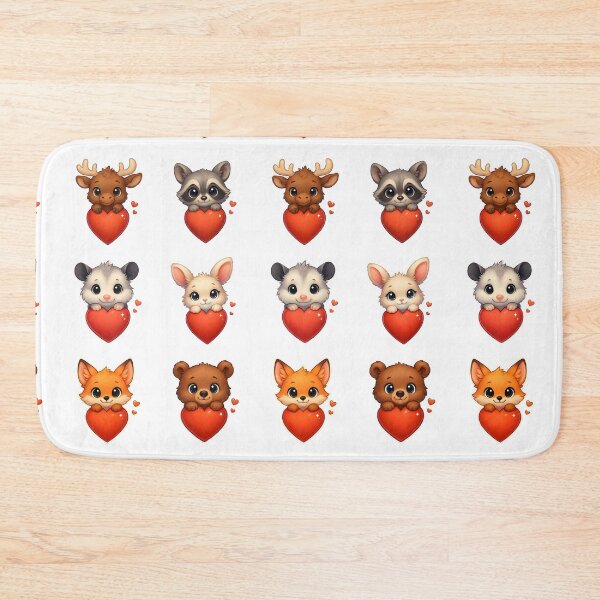 Item preview, Cute little animals behind the red hearts designed and sold by Boardgameo.