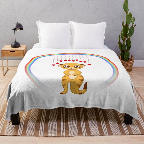 Item preview, Meerkat in Rainbow - Cute Standing Meerkat with Hanging Hearts designed and sold by Love3Happy.