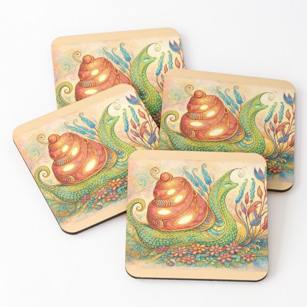 Item preview, Colorful Fantasy Snail and Flowers designed and sold by cuprum.