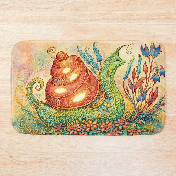 Item preview, Colorful Fantasy Snail and Flowers designed and sold by cuprum.