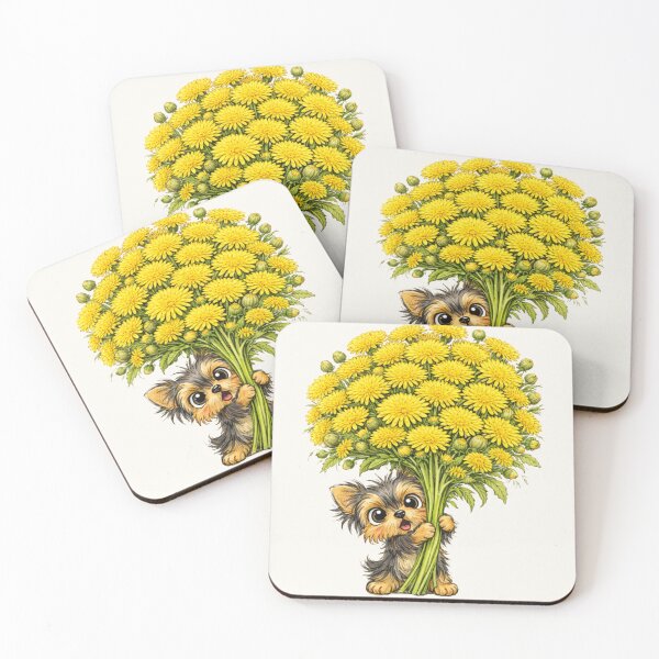 Item preview, Yorkie with Dandelions – Cute Yorkshire Terrier Floral Art designed and sold by Darlin8888.