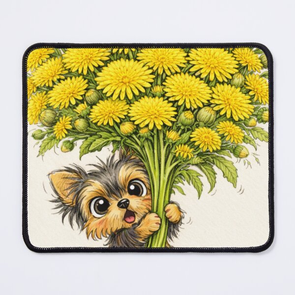 Item preview, Yorkie with Dandelions – Cute Yorkshire Terrier Floral Art designed and sold by Darlin8888.
