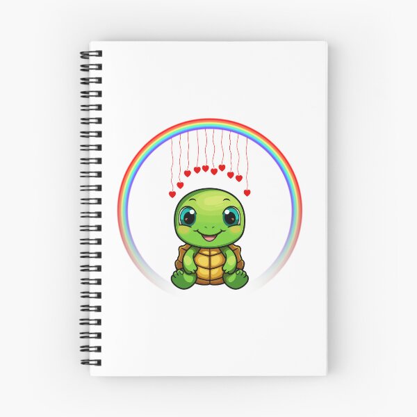 Item preview, Turtle with Rainbow Hearts - Cute Green Turtle with Hanging Hearts designed and sold by Love3Happy.