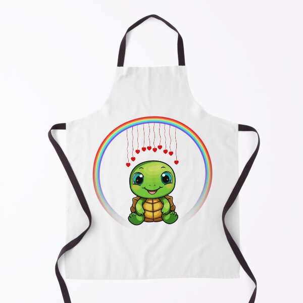 Item preview, Turtle with Rainbow Hearts - Cute Green Turtle with Hanging Hearts designed and sold by Love3Happy.