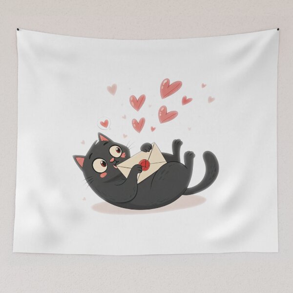 Item preview, Love Letter Cat – Black Cat with a Sealed Heart designed and sold by VivoStudio.