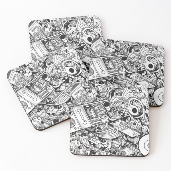 Item preview, Abstract Mechanical Doodle Art – Black and White Chaotic Line Illustration designed and sold by New Design shop .