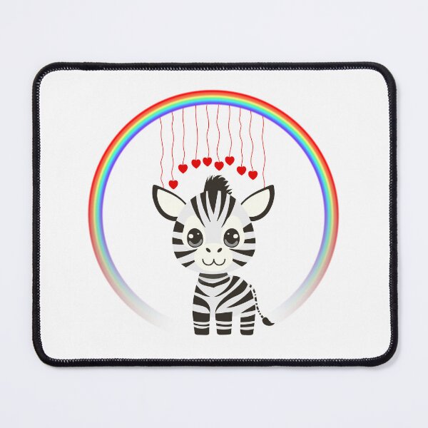 Item preview, Zebra with Rainbow Hearts - Cute Cartoon Zebra with Hanging Hearts designed and sold by Love3Happy.