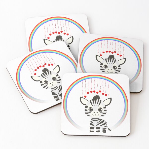 Item preview, Zebra with Rainbow Hearts - Cute Cartoon Zebra with Hanging Hearts designed and sold by Love3Happy.