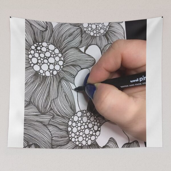 Item preview, Hand-Drawn Floral Line Art – Intricate Black Ink Flower Illustration designed and sold by New Design shop .