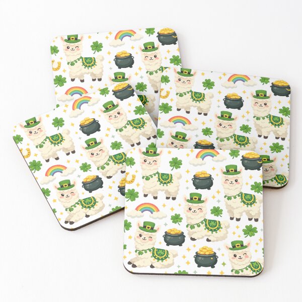 Item preview, St Patrick’s Day Llama Leprechaun Pattern designed and sold by DreamArtmaStudio.