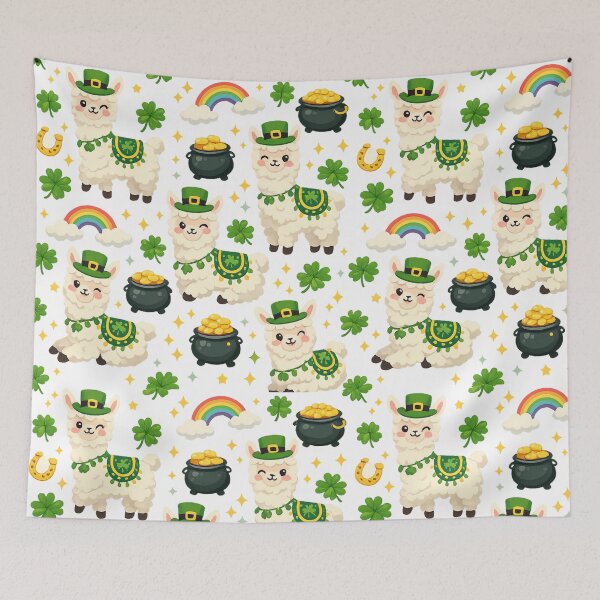 Item preview, St Patrick’s Day Llama Leprechaun Pattern designed and sold by DreamArtmaStudio.