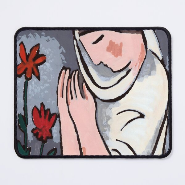 Item preview, Praying Woman with Red Flowers Vintage Painting designed and sold by buglevel.