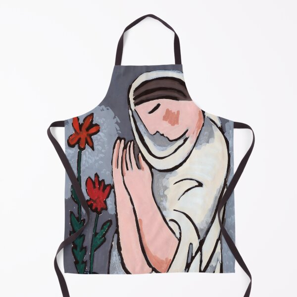 Item preview, Praying Woman with Red Flowers Vintage Painting designed and sold by buglevel.