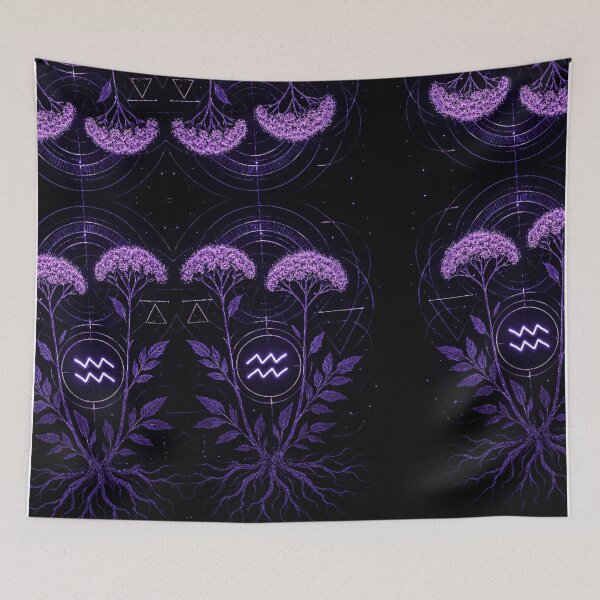 Item preview, Valerian Constellation Bloom – Aquarius Zodiac Futurist Botanical designed and sold by LuxuryApparels.