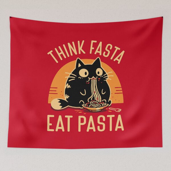 Item preview, Think Fasta Eat Pasta - Funny Hungry Cat designed and sold by Snouleaf.