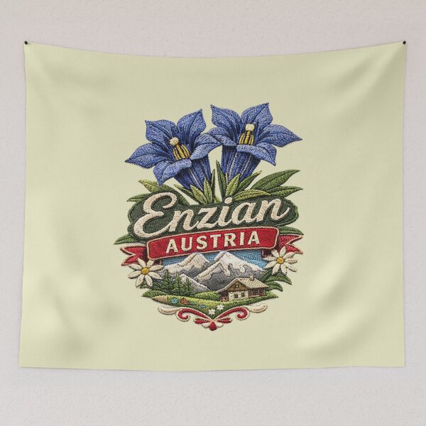 Item preview, Enzian Austria – Alpine Mountain Embroidery Style designed and sold by mycreastyle.