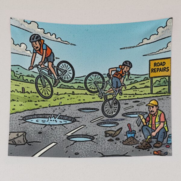 Item preview, Cylists v pot holes UK designed and sold by designbywhacky.