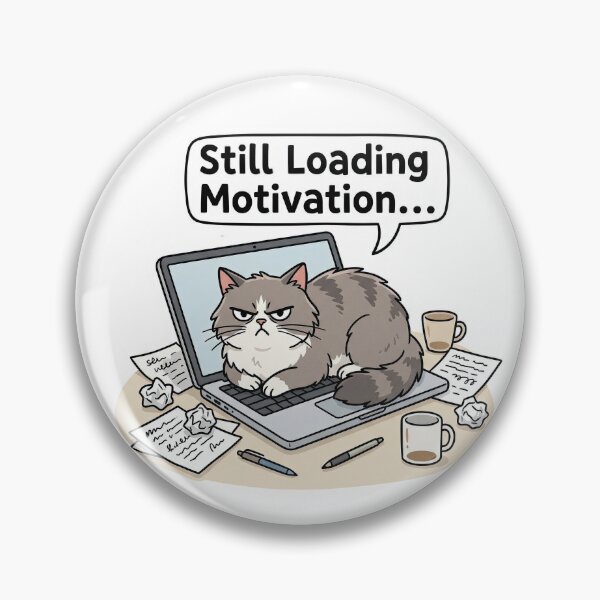 Item preview, Cat Loading Motivation on Laptop – Cute Office Poster designed and sold by Nice Vibes Prints.