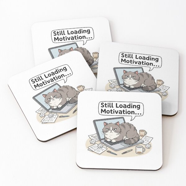 Item preview, Cat Loading Motivation on Laptop – Cute Office Poster designed and sold by Nice Vibes Prints.
