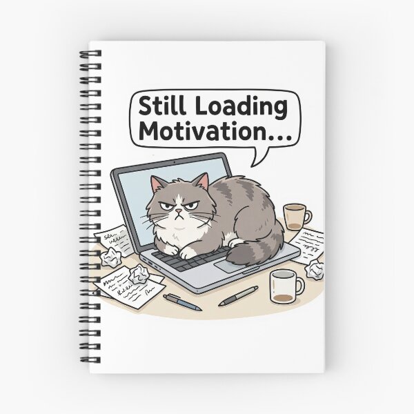 Item preview, Cat Loading Motivation on Laptop – Cute Office Poster designed and sold by Nice Vibes Prints.