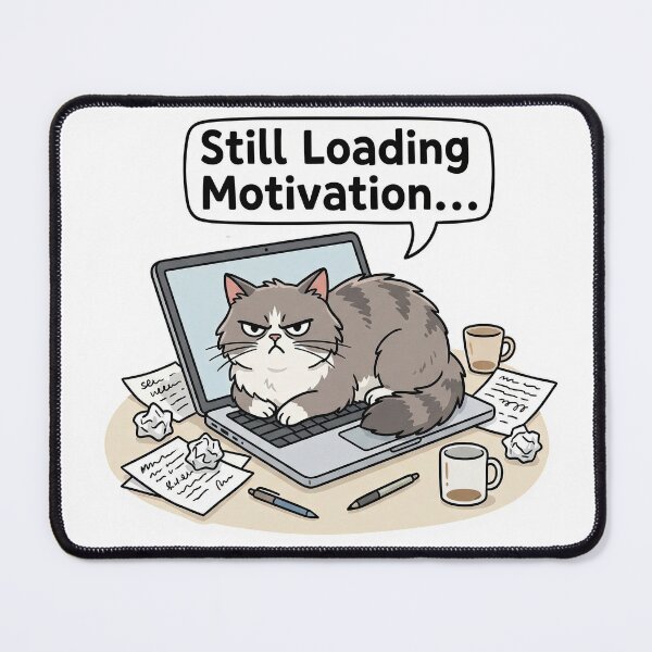 Item preview, Cat Loading Motivation on Laptop – Cute Office Poster designed and sold by Nice Vibes Prints.
