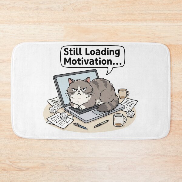 Item preview, Cat Loading Motivation on Laptop – Cute Office Poster designed and sold by Nice Vibes Prints.