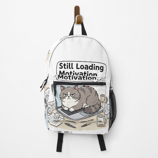 Item preview, Cat Loading Motivation on Laptop – Cute Office Poster designed and sold by Nice Vibes Prints.