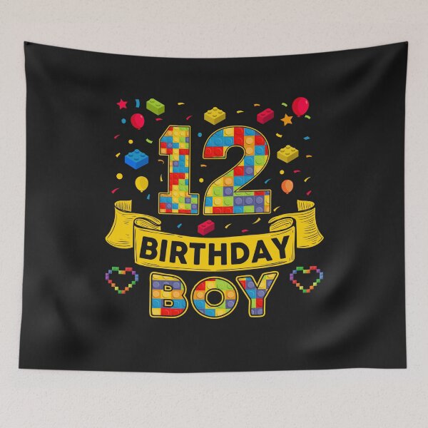 Item preview, 12th Birthday Boy Shirt - Colorful Building Blocks Birthday T-Shirt | Birthday Number Series designed and sold by GreatLion1017.