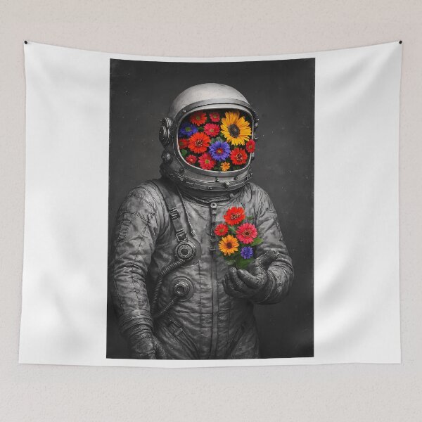 Item preview, Surreal Floral Astronaut - Vintage Space Collage designed and sold by CosmicVintageTR.