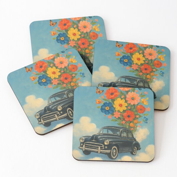Item preview, Vintage Floral Car - Surreal Dreamscape Collage designed and sold by CosmicVintageTR.