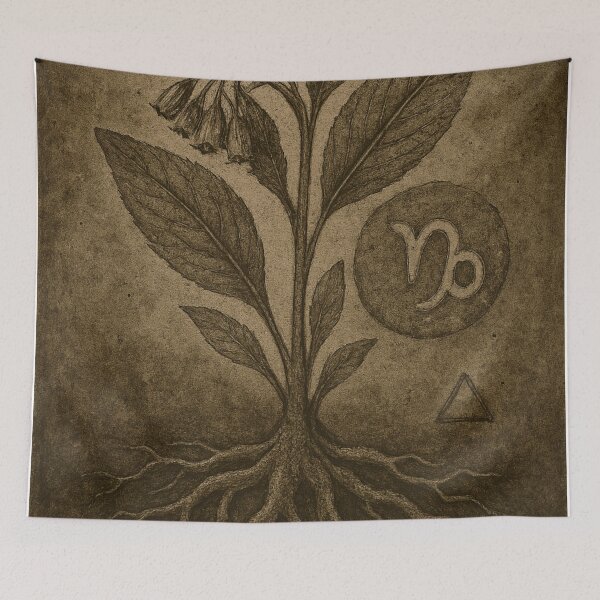 Item preview, Comfrey & Capricorn – Medieval Botanical Zodiac Print designed and sold by LuxuryApparels.