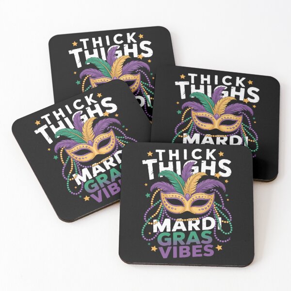 Item preview, Thick Thighs Mardi Gras Vibes Gym Fat Tuesday designed and sold by LittleBO5.