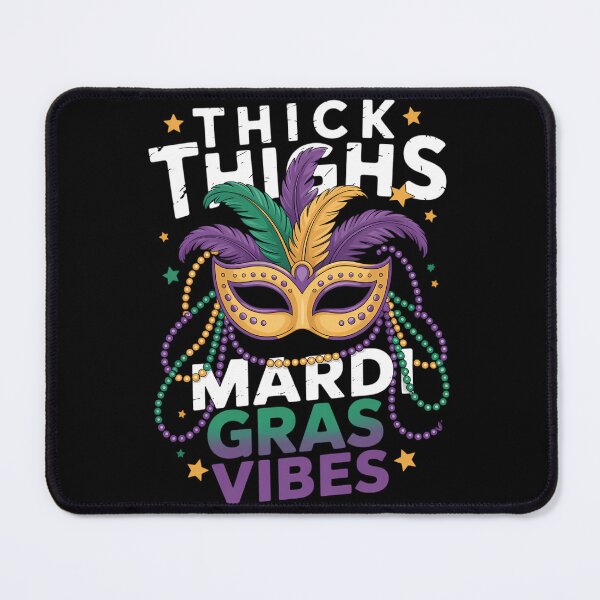 Item preview, Thick Thighs Mardi Gras Vibes Gym Fat Tuesday designed and sold by LittleBO5.