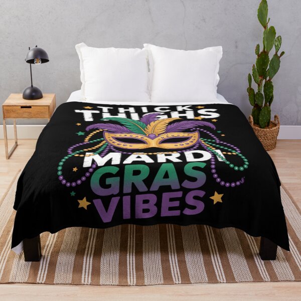 Item preview, Thick Thighs Mardi Gras Vibes Gym Fat Tuesday designed and sold by LittleBO5.
