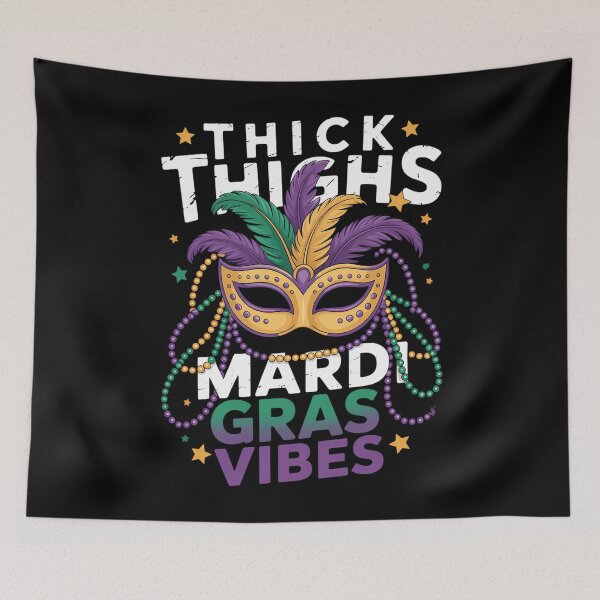 Item preview, Thick Thighs Mardi Gras Vibes Gym Fat Tuesday designed and sold by LittleBO5.