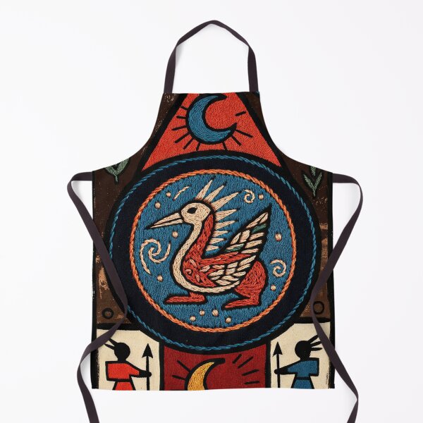 Item preview, Embroidered Folk Bird with Celestial and Human Motifs Illustration designed and sold by OjingO.