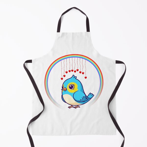 Item preview, Bluebird with Rainbow Hearts - Cute Cartoon Bird with Hanging Hearts designed and sold by Love3Happy.