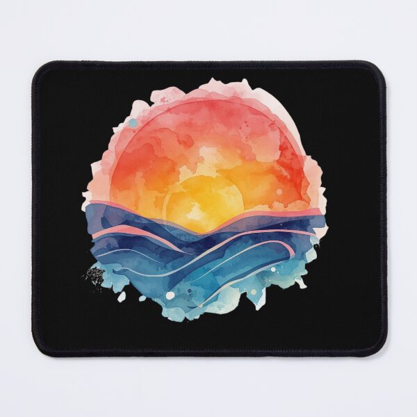 Item preview, Golden Sunset Over Teal Waves – Watercolor Nature Art designed and sold by NextEra Design.