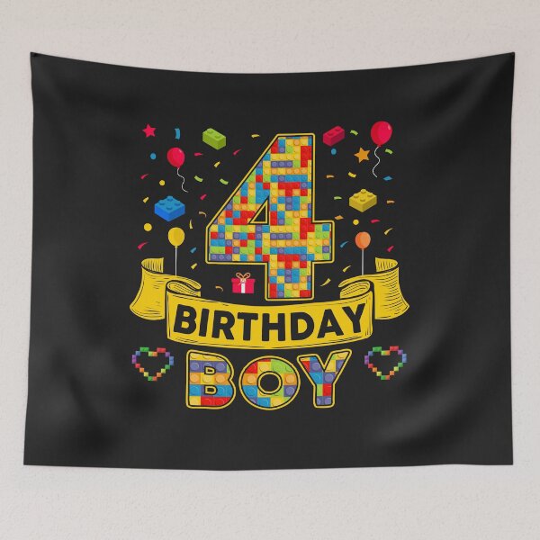 Item preview, 4th Birthday Boy Shirt - Colorful Building Blocks Birthday T-Shirt | Birthday Number Series designed and sold by GreatLion1017.