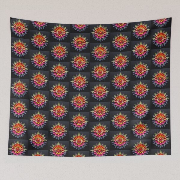 Item preview, Rainbow Mandala Floral Burst on Black - AI Fantasy Digital Artprint designed and sold by KLP-Magick.
