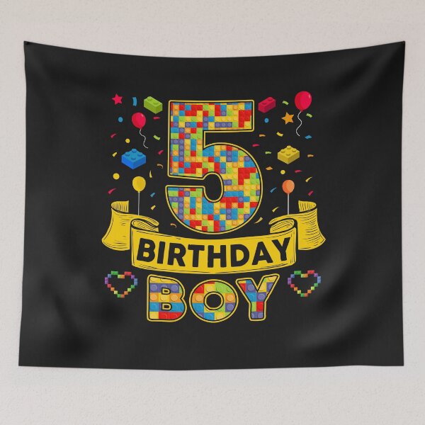 Item preview, 5th Birthday Boy Shirt - Colorful Building Blocks Birthday T-Shirt | Birthday Number Series designed and sold by GreatLion1017.