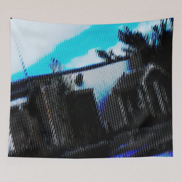 Item preview, Cyan Glitch Scanline Urban Architecture designed and sold by REPTISLAV.