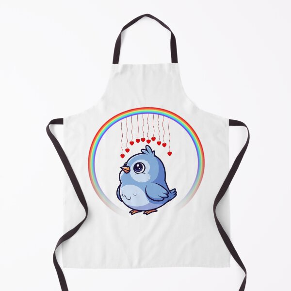 Item preview, Bluebird with Rainbow Hearts - Cute Cartoon Bird with Hanging Hearts designed and sold by Love3Happy.