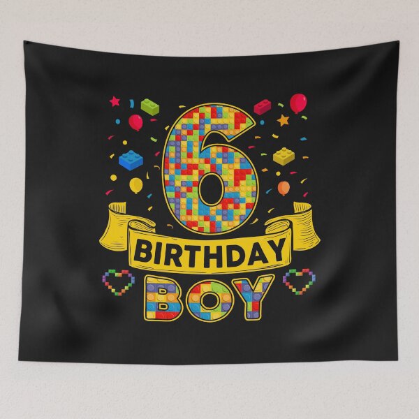 Item preview, 6th Birthday Boy Shirt - Colorful Building Blocks Birthday T-Shirt | Birthday Number Series designed and sold by GreatLion1017.