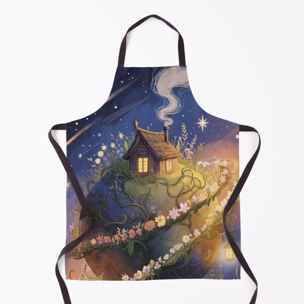 Aperçu de l'œuvre Whimsical Floating Flower House in Starry Sky Illustration créée et vendue par OjingO.