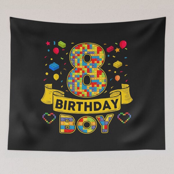 Item preview, 8th Birthday Boy Shirt - Colorful Building Blocks Birthday T-Shirt | Birthday Number Series designed and sold by GreatLion1017.