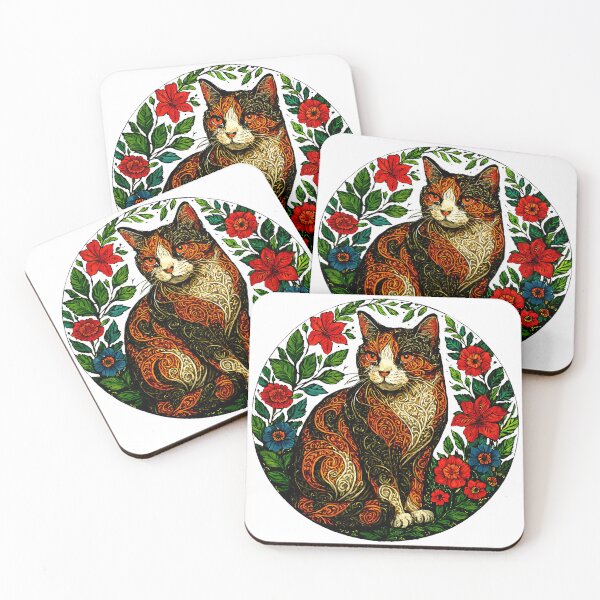 Item preview, Ornate Calico – Floral Mandala Cat designed and sold by meesub.