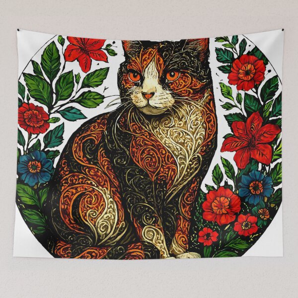 Item preview, Ornate Calico – Floral Mandala Cat designed and sold by meesub.